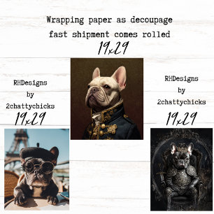 3 Französische Bulldogge Royalty Geschenkpapier De Set