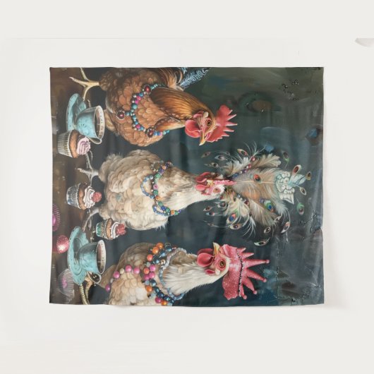 3 Französische Chicks Tee Party Wall Wandteppich (Vorderseite (Horizontal))