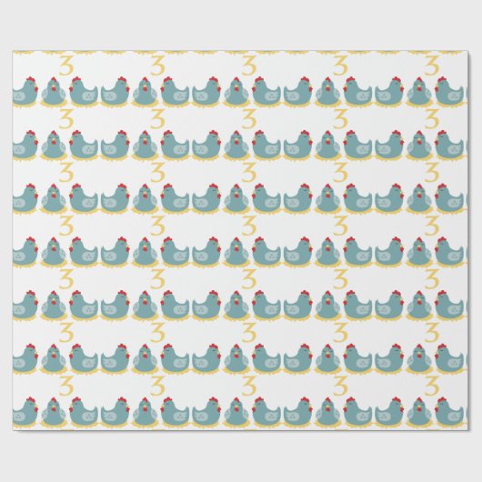 3 Französische Hennen Geschenkpapier (Flach)