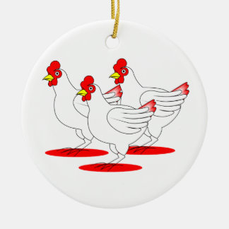 3 französische Hennen Keramikornament