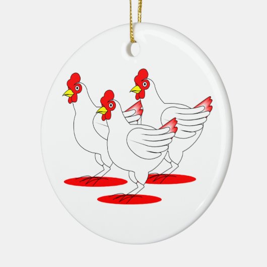 3 französische Hennen Keramikornament (Links)