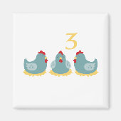 3 Französische Hennen Magnet (Vorne)