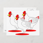 3 Französische Hennen Postkarte (Vorne/Hinten)