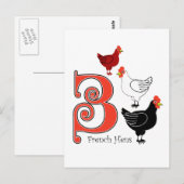 3 Französische Hennen Postkarte (Vorne/Hinten)