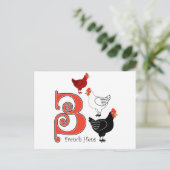 3 Französische Hennen Postkarte (Stehend Vorderseite)