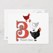 3 Französische Hennen Postkarte (Vorne/Hinten)