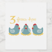 3 Französische Hennen Weinetikett (Einzelnes Label)