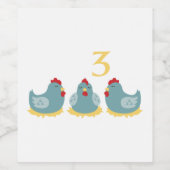 3 Französische Hennen Weinetikett (Einzelnes Label)