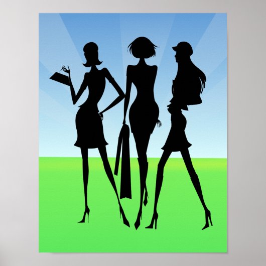 3 Frauen kaufen Freunde Poster (Vorne)