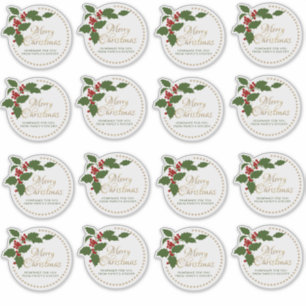 3" Frohe Weihnachten Holly & Berry Food Geschenk T Aufkleber