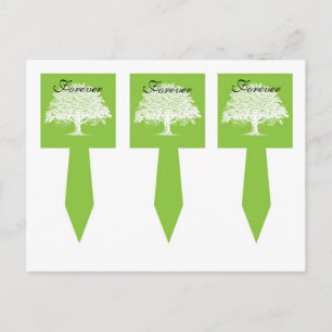 3 Frühlingsbaum Grün/Weiß Hochzeitscupkuchen Picks Postkarte
