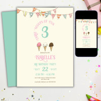 3 Fun 3. Geburtstag Eiscreme Party