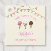 3 Fun 3. Geburtstag Eiscreme Party Geschenkanhänger (Vorderseite)