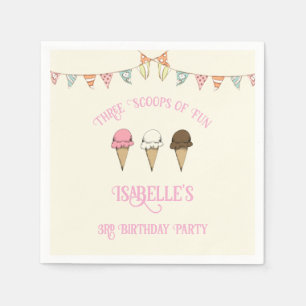 3 Fun 3. Geburtstag Eiscreme Party Serviette