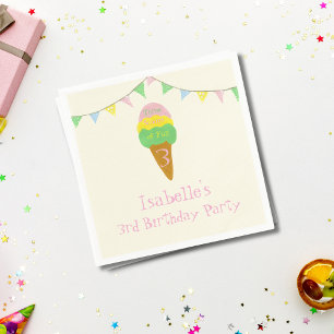 3 Fun 3. Geburtstag Eiscreme Party Serviette
