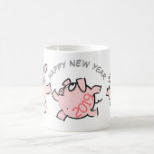 3 Funny Cartoon Illustration Pig Jahr 2019 Tasse 2 (Mittel)