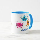 3 Funny Cartoon Monsters, Kindername Tasse (VorderseiteRechts)