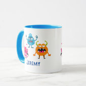 3 Funny Cartoon Monsters, Kindername Tasse (Vorderseite Links)