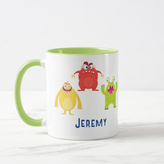 3 Funny Cartoon Monsters, Name des Kindes Vs 2 Tas Tasse (Links)