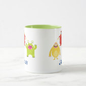 3 Funny Cartoon Monsters, Name des Kindes Vs 2 Tas Tasse (Zentrum)