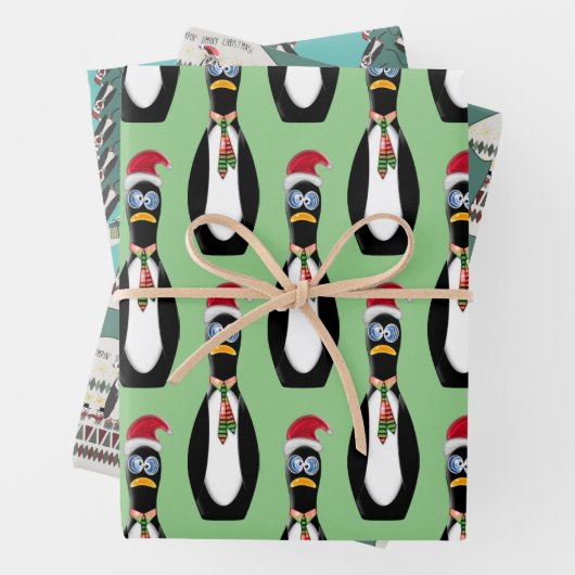 3 Funny Pinguin Weihnachten Geschenkpapier Set (Beispiel)