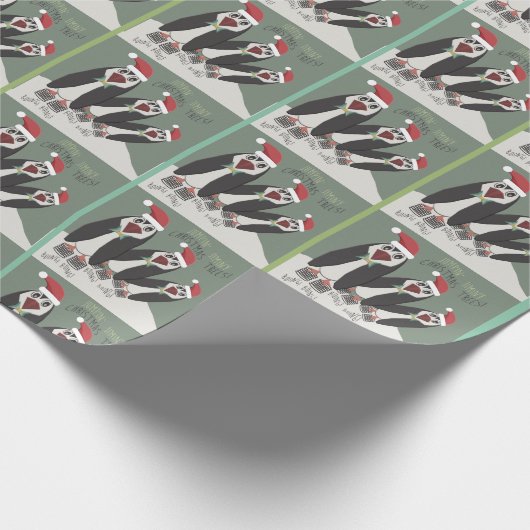 3 Funny Springy Penguins Geschenkpapier (Ecke)