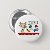 3 Für $1 Faire Stickfigur-Taste Button (Vorne & Hinten)