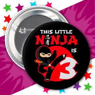 3. Geburtstag 3 Jahre Alte Kinder Party Kleine Nin Button