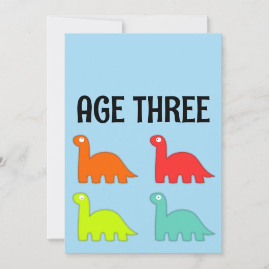 3. GEBURTSTAG 3 T-REX NIEDLICHE EINLADUNGEN (Vorderseite)