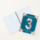 3. Geburtstag Aquamarine Blume Foto Gelbes Gästebu Notizblock (Innenseite)