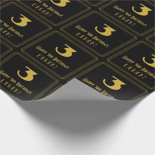 3. Geburtstag – Art Deco inspiriertes Aussehen "3" Geschenkpapier