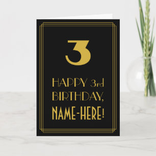 3. Geburtstag – Art Deco inspiriertes Aussehen "3" Karte