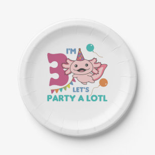 3. Geburtstag Axolotl Drei Jahre alt Niedliche Axo Pappteller