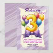 3. Geburtstag Ballon Thema Einladung (Vorne/Hinten)