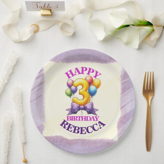 3. Geburtstag Ballon Thema Pappteller (Hochzeit)