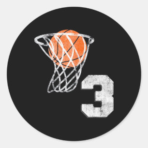 3. Geburtstag Basketball Drei 3 Jahre Jungen Kind Runder Aufkleber