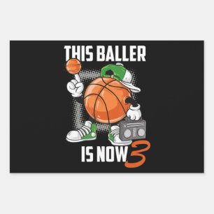 3. Geburtstag Basketball-Spieler Funny 3 Jahre alt Geschenkpapier Set