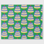 3. Geburtstag Blauer Kuchen Geschenkpapier (Flach)