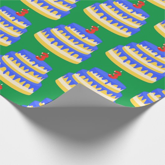 3. Geburtstag Blauer Kuchen Geschenkpapier (Ecke)
