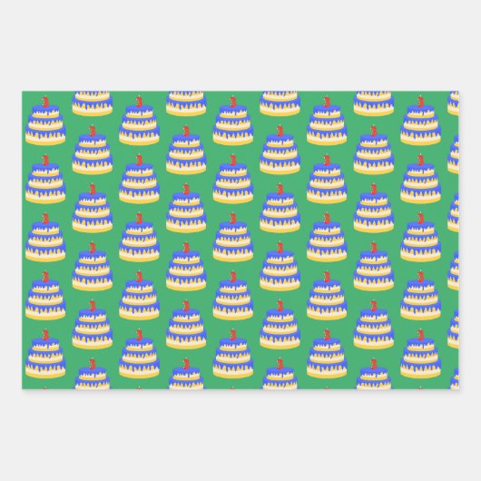 3. Geburtstag Blauer Kuchen Geschenkpapier Set (Vorderseite 2)