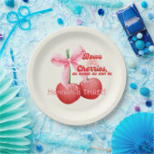 3. Geburtstag Coquette Cherries Bubble Letters Pappteller (Party)