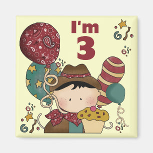 3. Geburtstag Cowboy T - Shirt und Geschenke Magnet