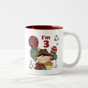 3. Geburtstag Cowboy T - Shirt und Geschenke Zweifarbige Tasse
