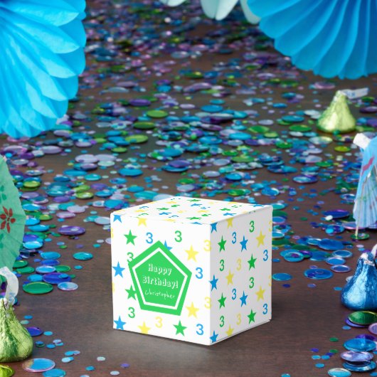 3. Geburtstag der farbenfrohen Sternenjungen Geschenkschachtel (Party)