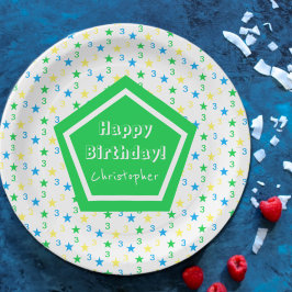 3. Geburtstag der farbenfrohen Sternenjungen Pappteller