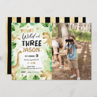 3. Geburtstag, Dinosaur Geburtstags-Foto Einladung