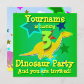 3 Geburtstag Dinosaurier-Party Einladungen drehen (Vorne/Hinten)