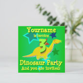3 Geburtstag Dinosaurier-Party Einladungen drehen (Stehend Vorderseite)