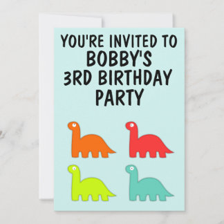 3. GEBURTSTAG DREI EINLADUNGEN T-REX DINO