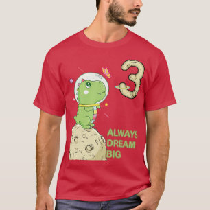 3. Geburtstag Drei Jahre Astronaut Dino Dinosaurie T-Shirt